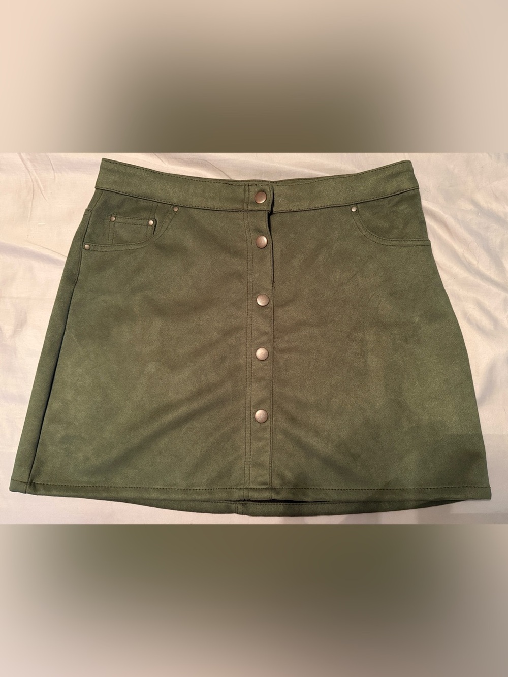 wonder nation Olive Green Button-Front Mini Skirt